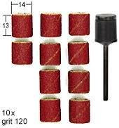 Шлифовальные цилиндры Proxxon с дискодержателем, 10 шт., зерн.К 120, диам 14 мм. (28978) 
