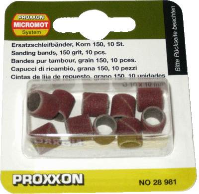 Шлифовальные цилиндры Proxxon, зерн. К 150, 10 шт. (28981) 