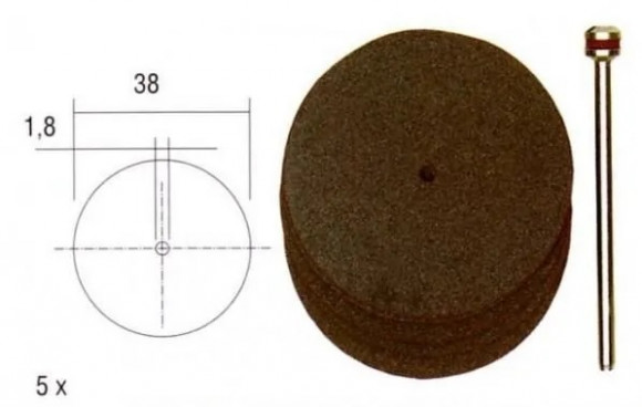 Корундовые отрезные диски Proxxon с держателем 38 мм, 5 шт. (28820) Корундовые отрезные диски Proxxon с держателем 38 мм, 5 шт. (28820)